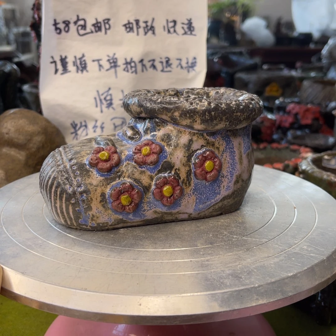 红陶粗砂陶瓷花盆