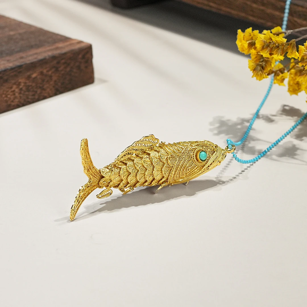 花丝松石鱼项链 08001886
