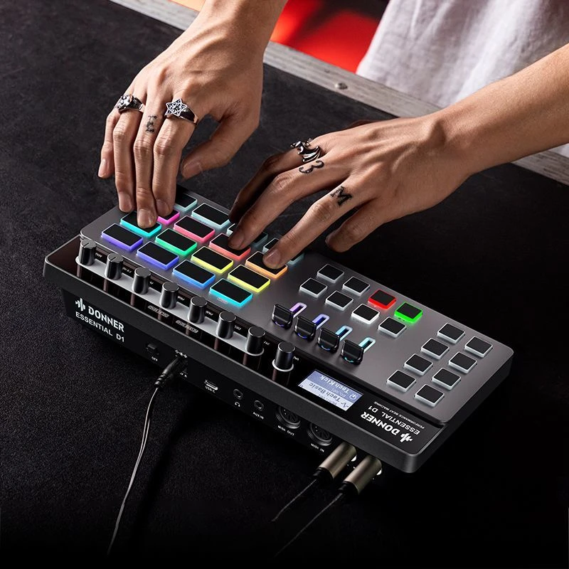 DONNER唐农ESSENTIAL D1演奏型鼓机手指鼓音序器打击垫音轨效果器