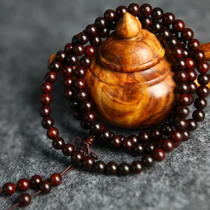 真宗印度小叶紫檀8mm高油密108颗老料