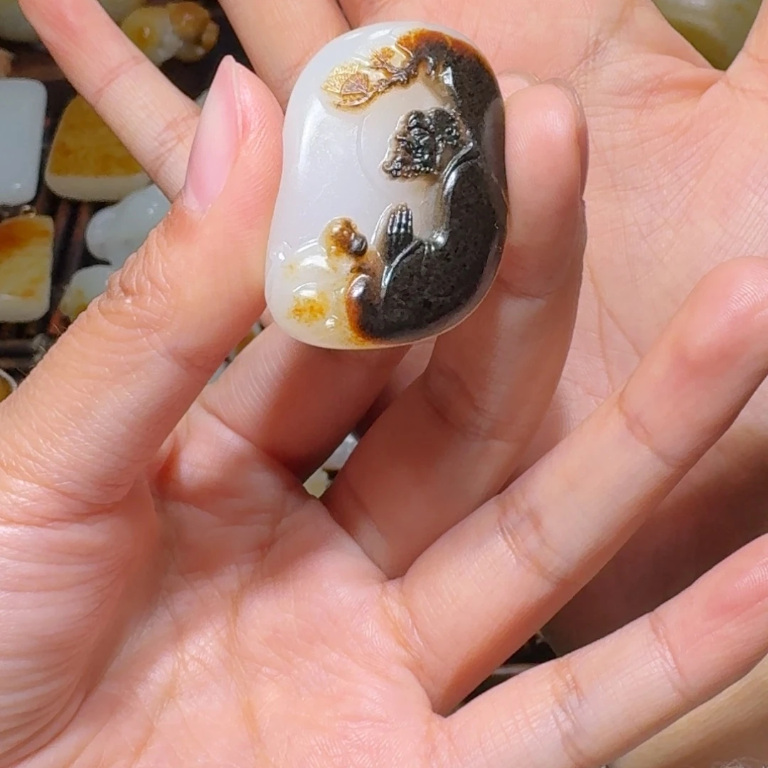 和田玉未镶嵌颈饰悟道，丁醒老师作品