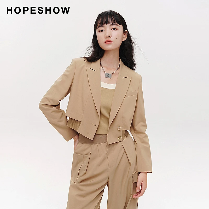 红袖春季2024新款女装 截短式单排扣翻驳领短外套89124100418