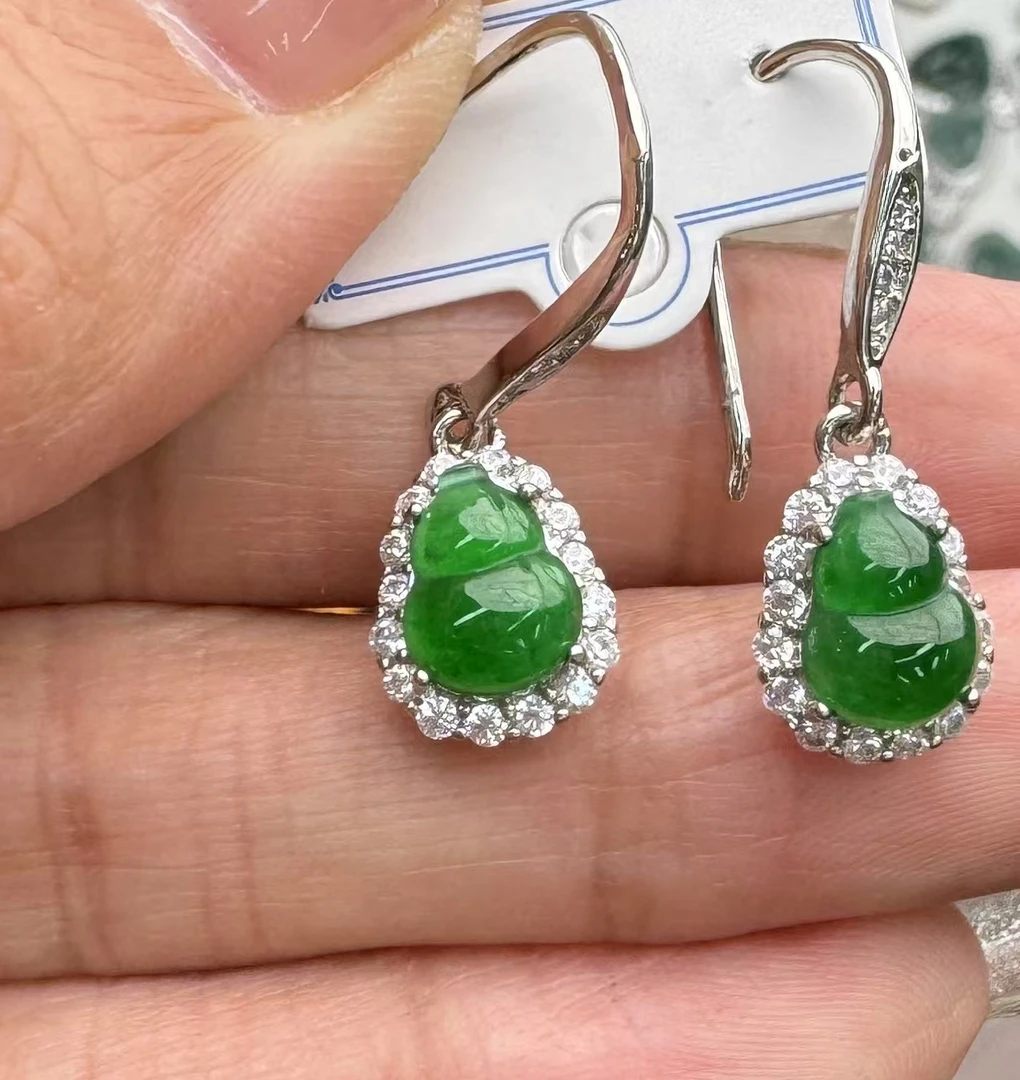 【雍天下】纯高玻璃种天然A货翡翠葫芦耳坠多样性