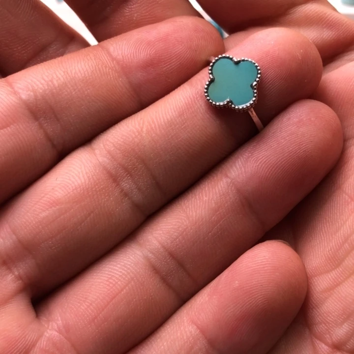 绿松石银S925镶嵌原矿绿松石