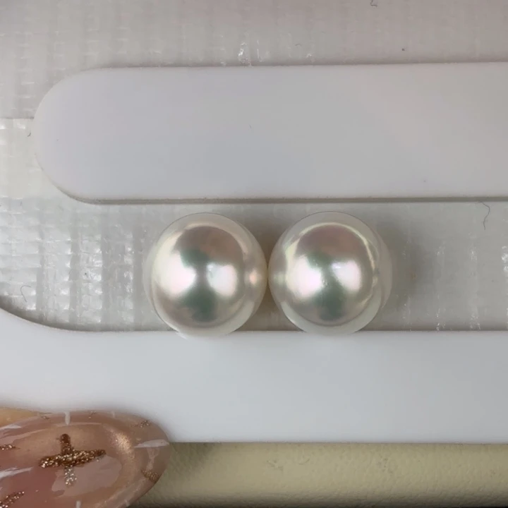 定制海水珍珠未镶嵌裸珠11.7mm澳白两颗