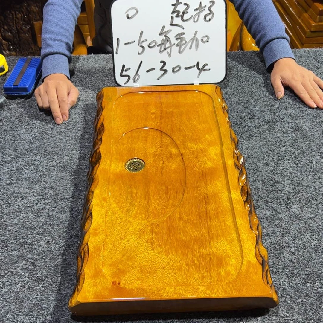 缅甸大叶金丝楠实木茶盘