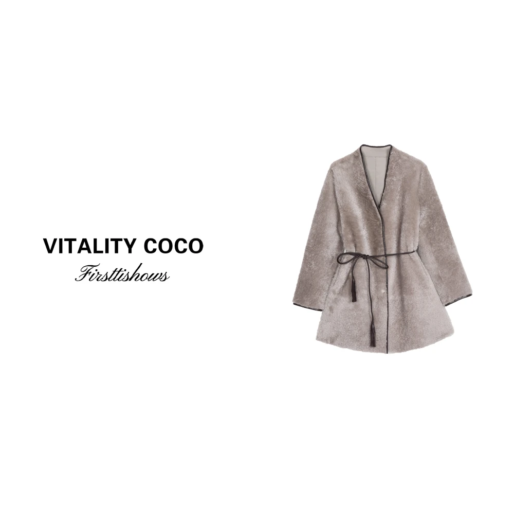 「VITALITY COCO」上新爆款轻奢高定皮毛一体中长款大衣-1680