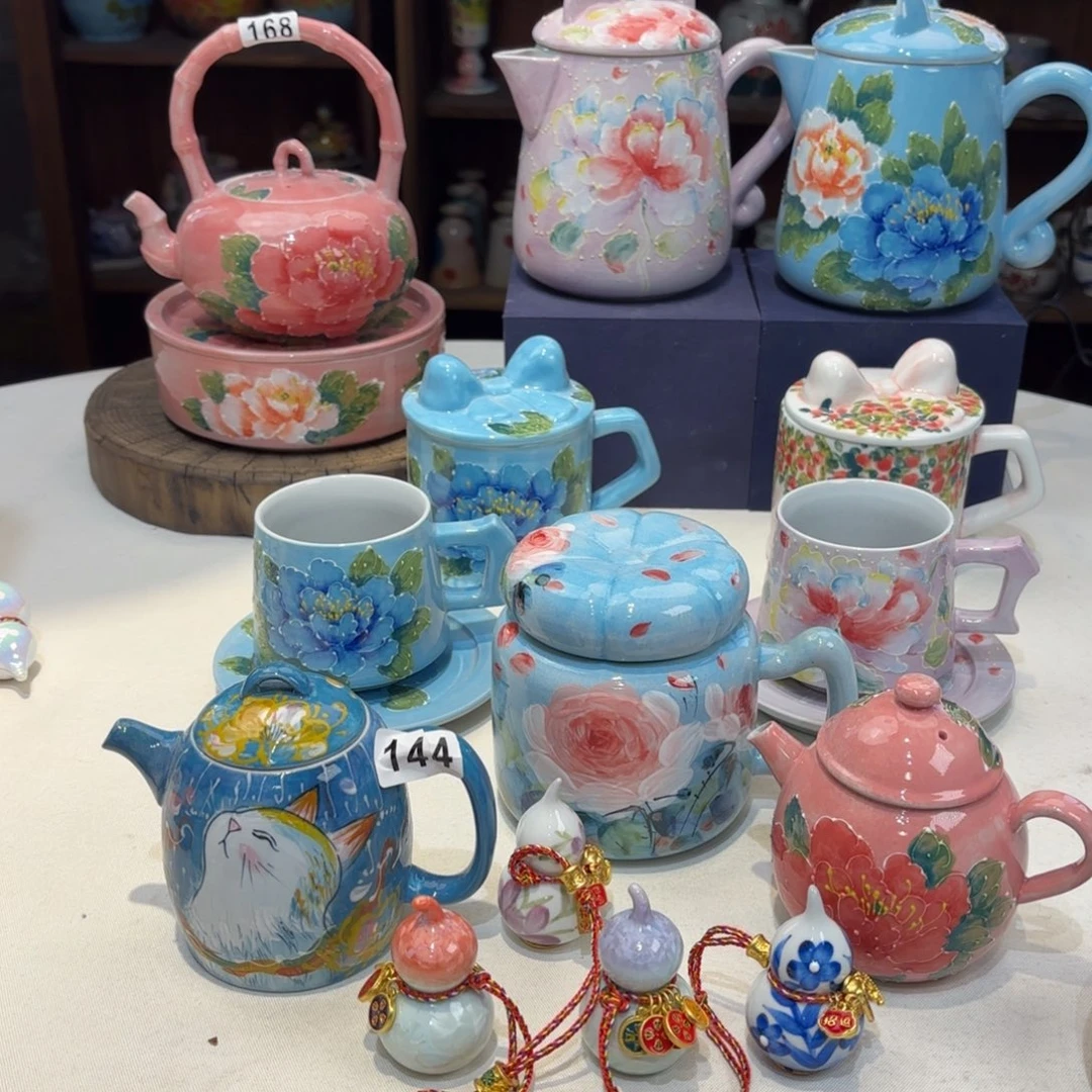 景德镇手绘高温釉下彩陶瓷茶具
