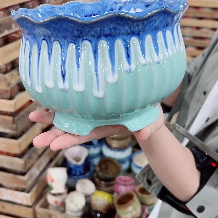 有孔.凑满10元发货多肉陶瓷花盆！