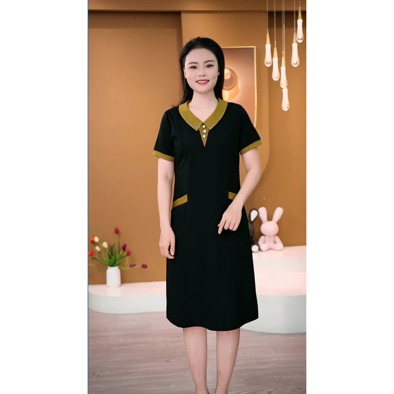 显瘦短袖休闲风夏季大码连衣裙夏装遮肚气质时尚宽松女士