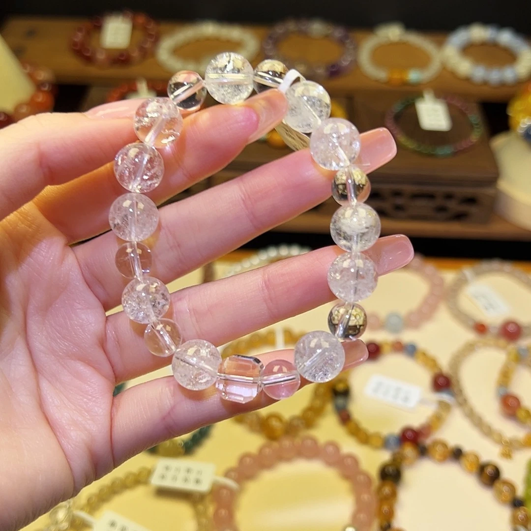 水晶手串银S925镀金镶嵌白1511