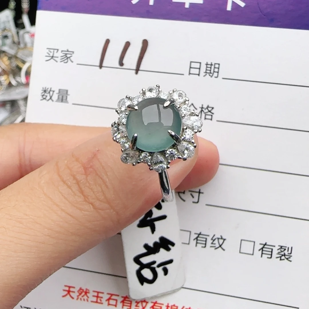 翡翠戒指银S925镶嵌戒指