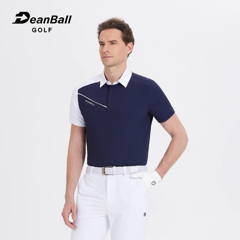 DEANBALL高尔夫拼色男短袖新款透气速干弹力时尚百搭T恤GOLF球衣
