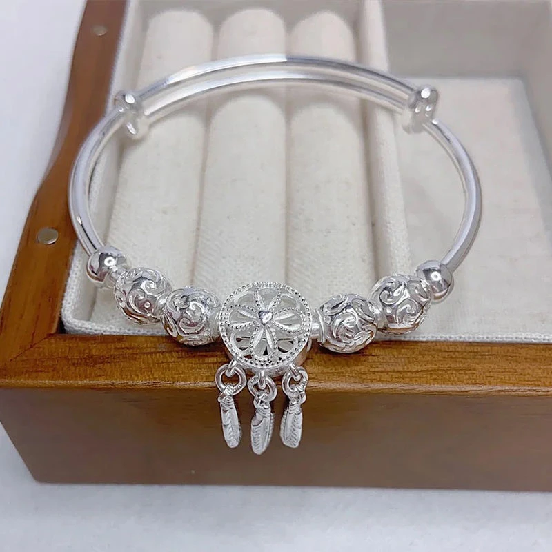 足银手镯 63号链接【捕梦网】推拉 足银999.9 20克+证书礼盒包装