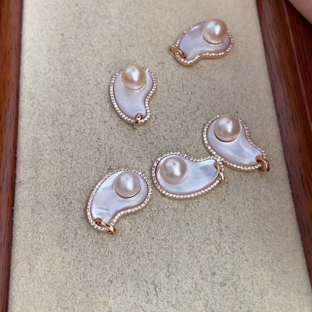 吊坠(不含链)银S925镶嵌海水珍珠