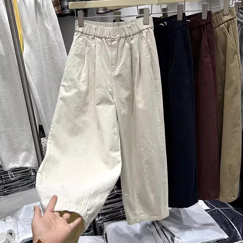 韩系安可拉红哈伦萝卜裤女2025春秋高腰显瘦奶奶裤宽松休闲九分裤