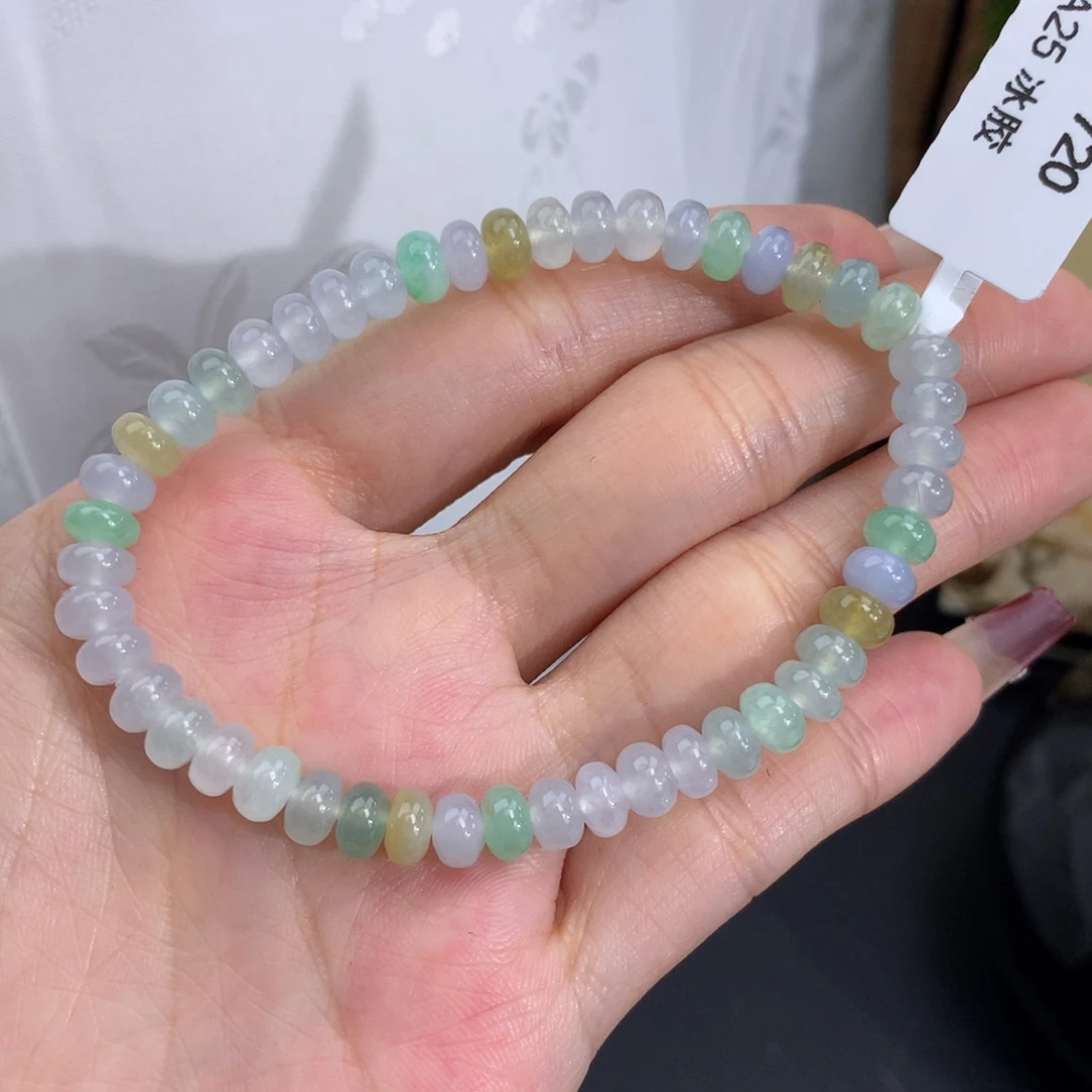 翡翠手链未镶嵌卡5.9冰胶多宝鼓珠手串