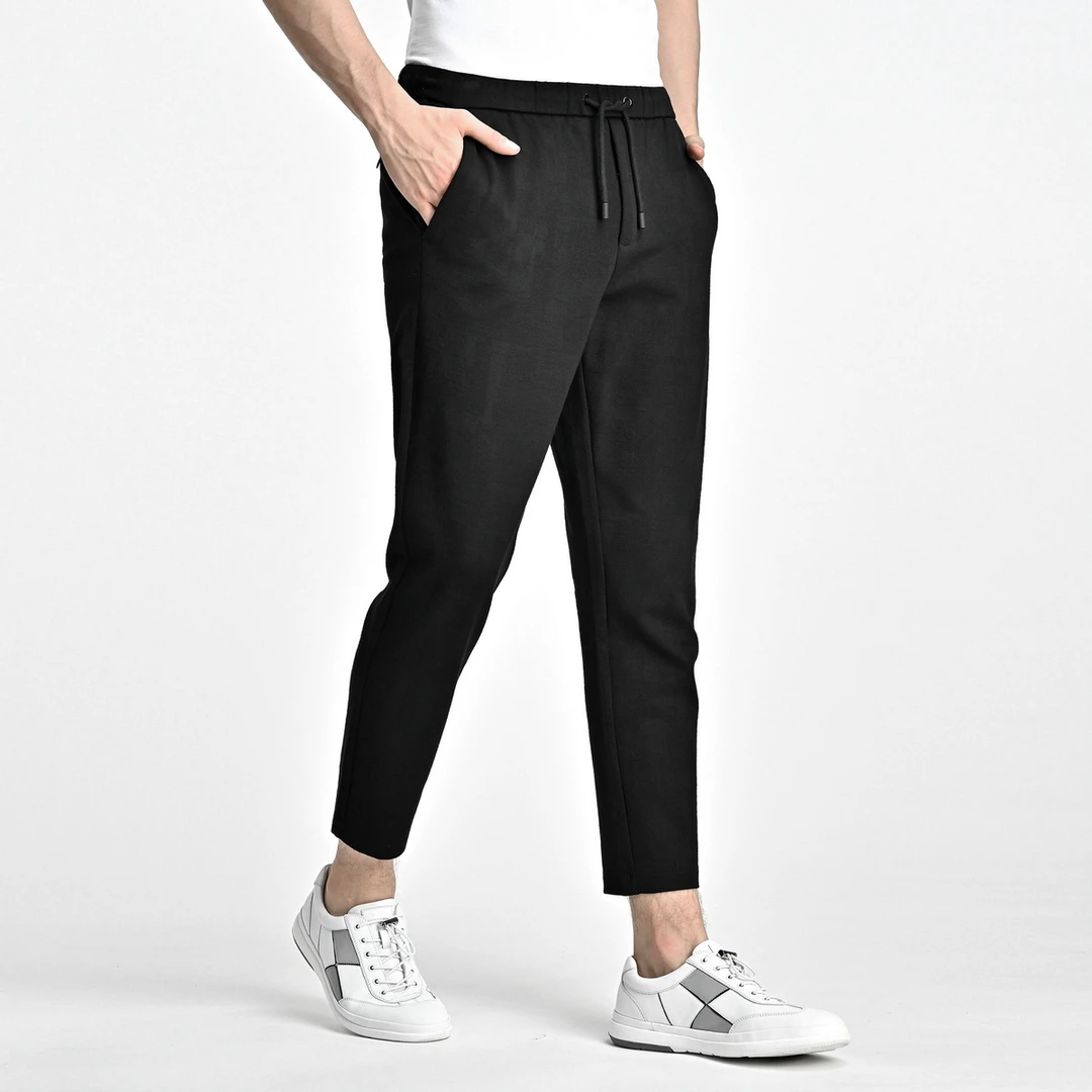 856号 男士休闲裤直筒松紧长裤时尚绣花男装裤子 A26-211145