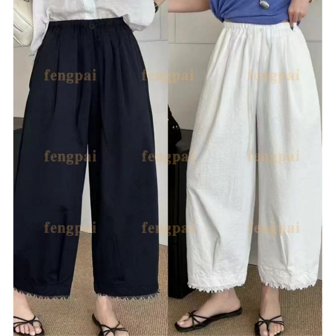 【典雅诱惑】高腰深裆阔腿九分裤古典时尚显瘦直筒百搭薄款休闲裤