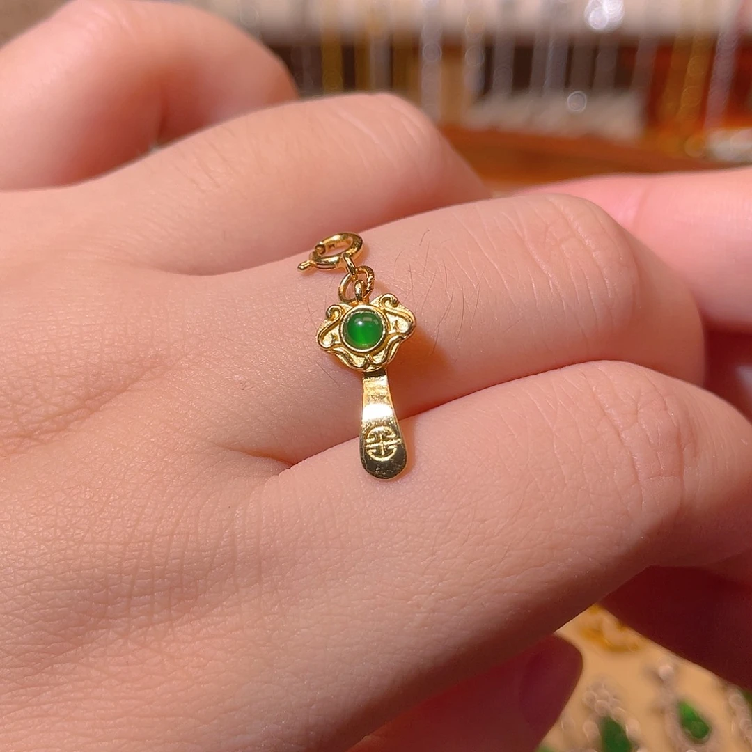 吊坠(不含链)银S925镶嵌翡翠