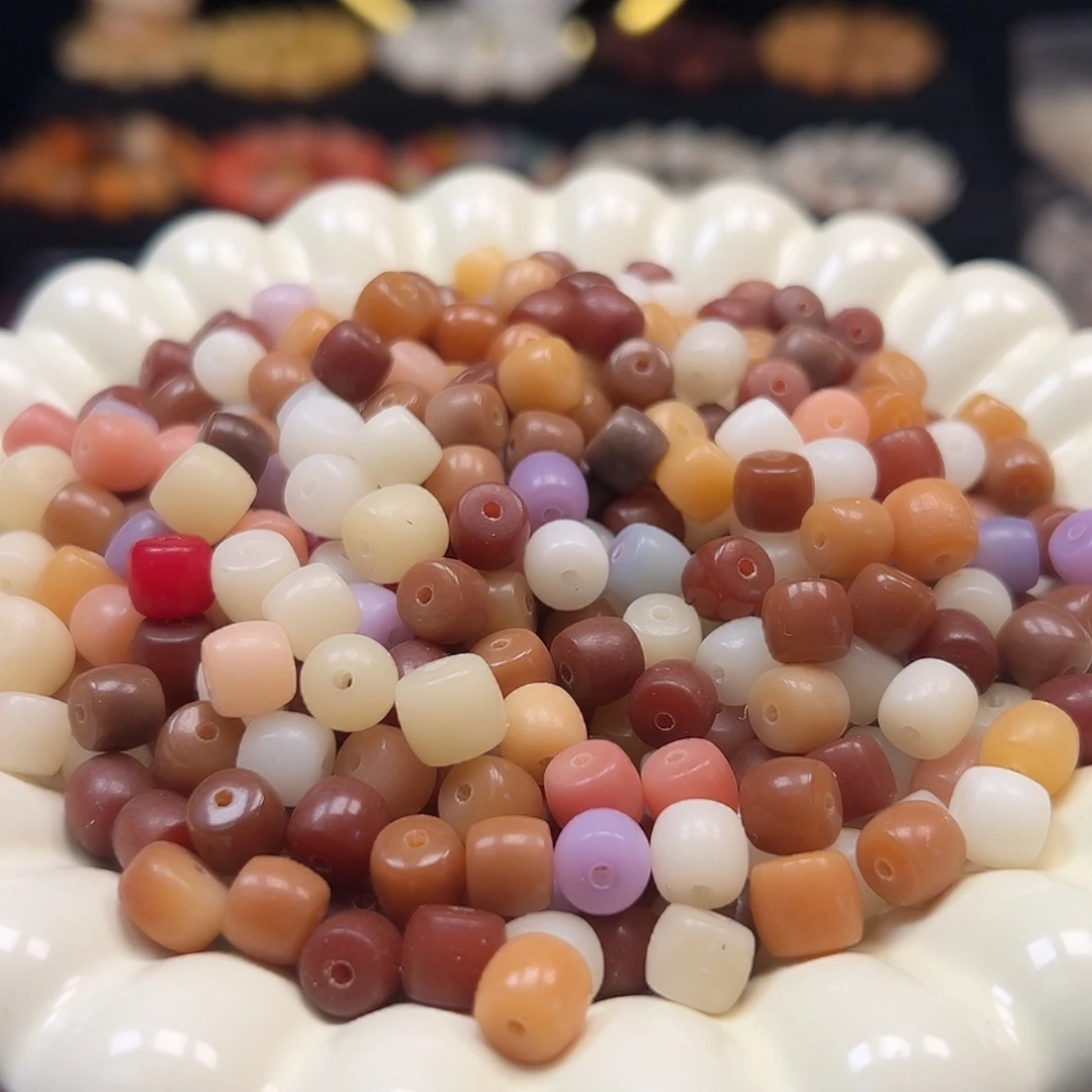 菩提根/象牙果手串微瑕卡8/9奶咖多宝直切200颗