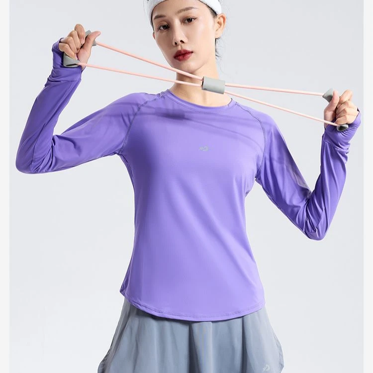 DYISE圆领透气长袖T恤跑步运动弹力瑜伽健身速干衣女