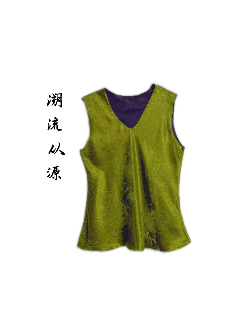 【春和景明】新中式国风时尚气质绿色女士复古背心