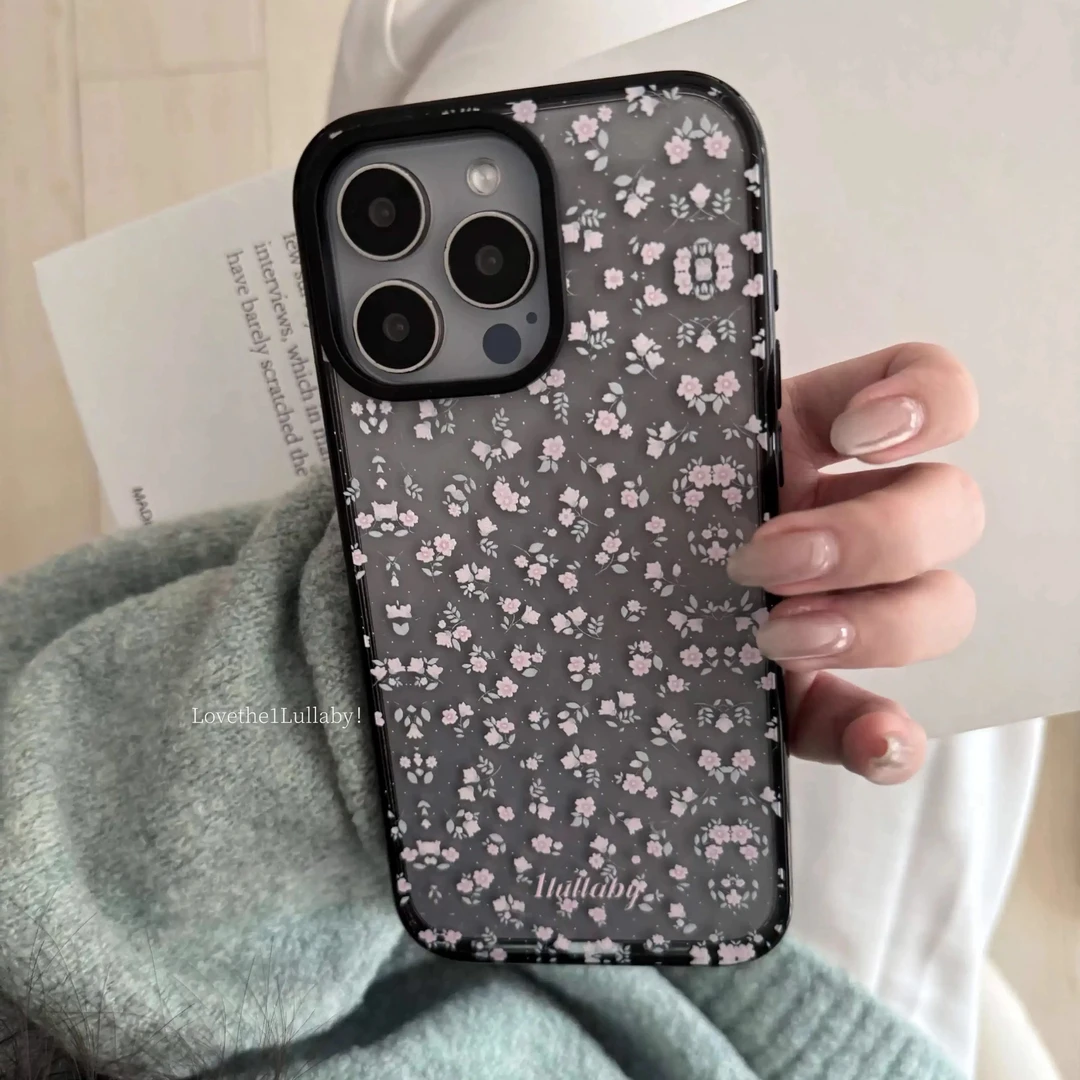 【奶油专属】韩系亚克力小碎花适用苹果16pro女iphone15透明手机壳