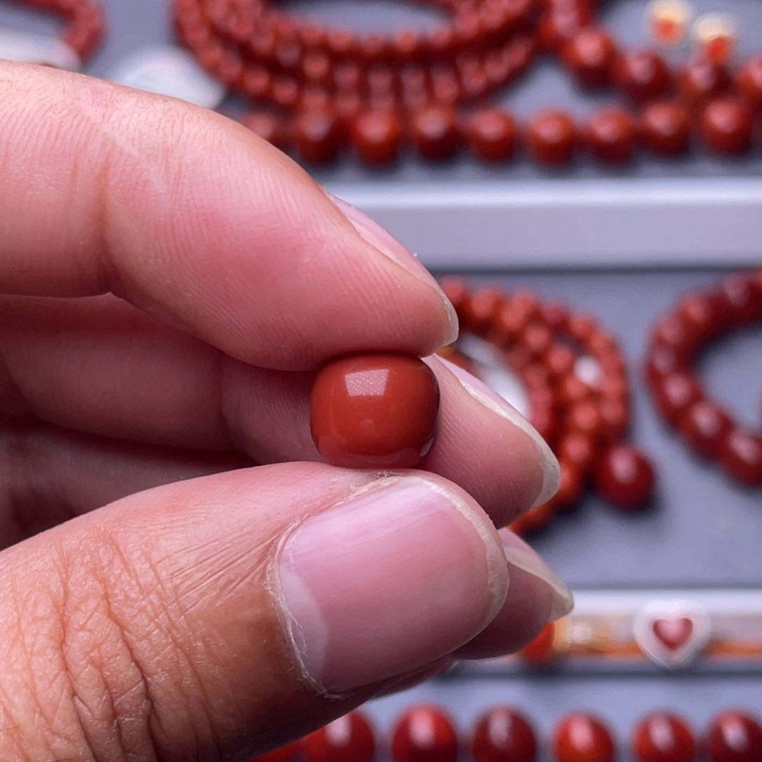 J***G未镶嵌配珠南红玛瑙10mm瓦西柿子红老型单珠