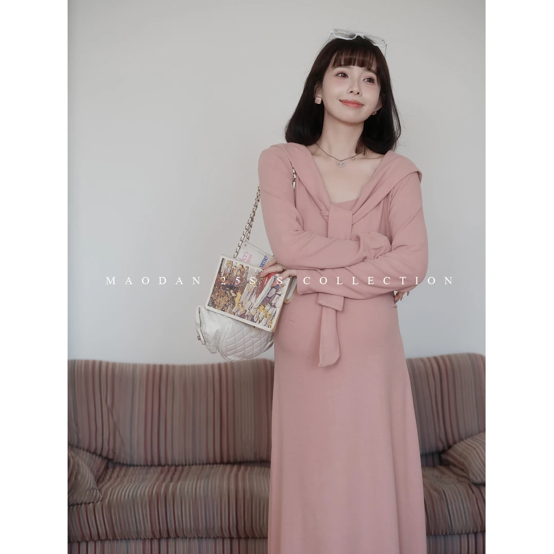 maodan/猫单【心动赴约】孕妇装2025新款春装连衣裙气质中长款翻领.
