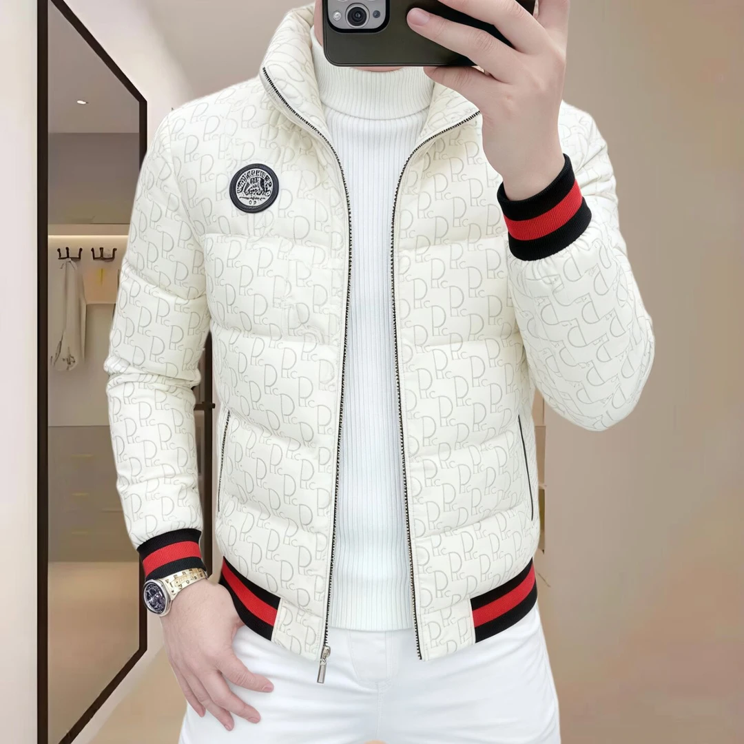 欧货新款冬季男士立领棉服时尚轻奢保暖时尚个性印花保暖棉袄厚款