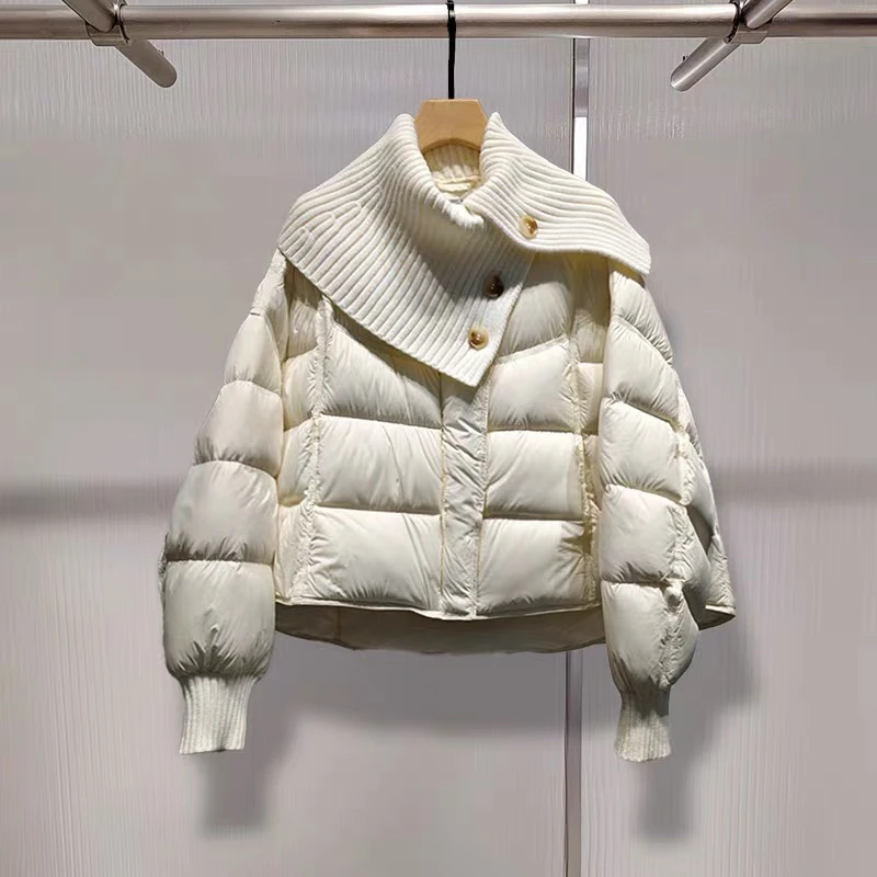 TS针织大翻领短款百搭面包服外套8241017565