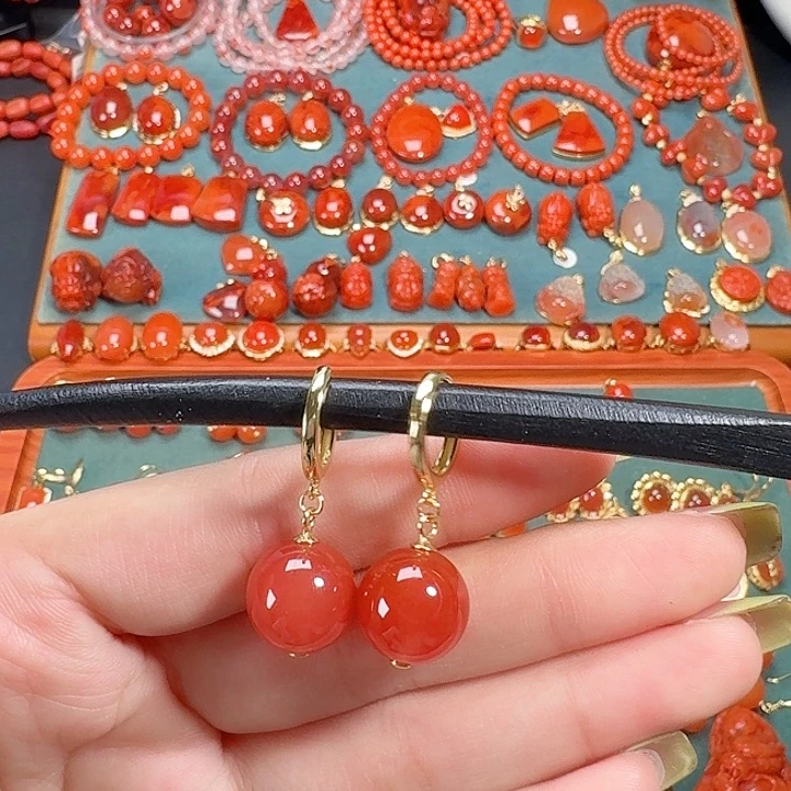 南红玛瑙银S925镶嵌12+