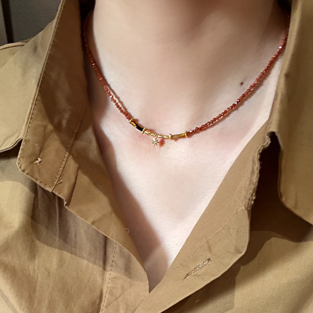 G XIAOXIAO 镀K金 法式气质复古高级百搭八芒星锁骨项链 DX335