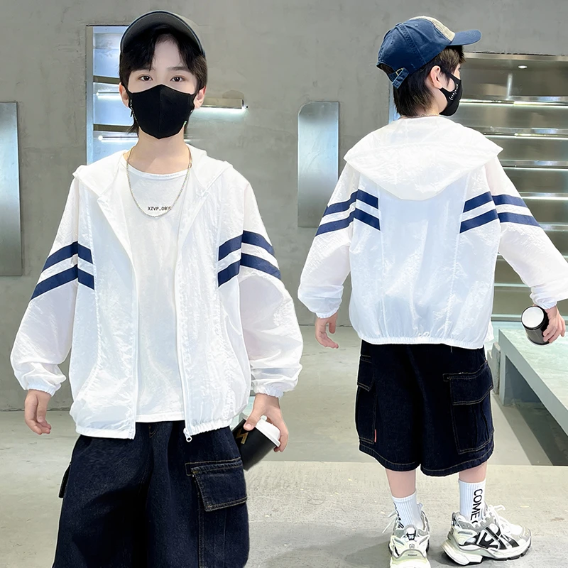 男童夏季速干防晒衣2025新款轻薄透气空调衫儿童连帽防晒服外套潮