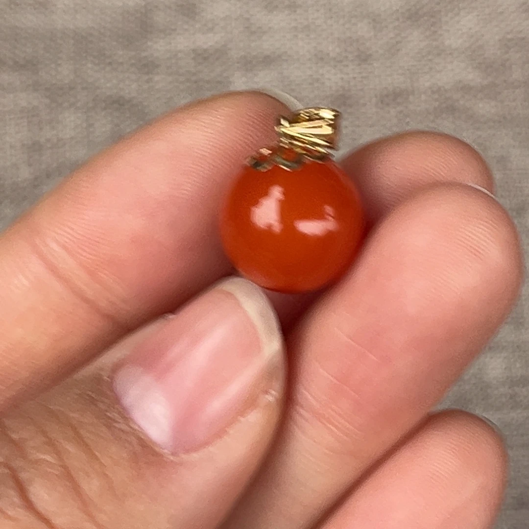 南红玛瑙18K金镶嵌吊坠(不含链)