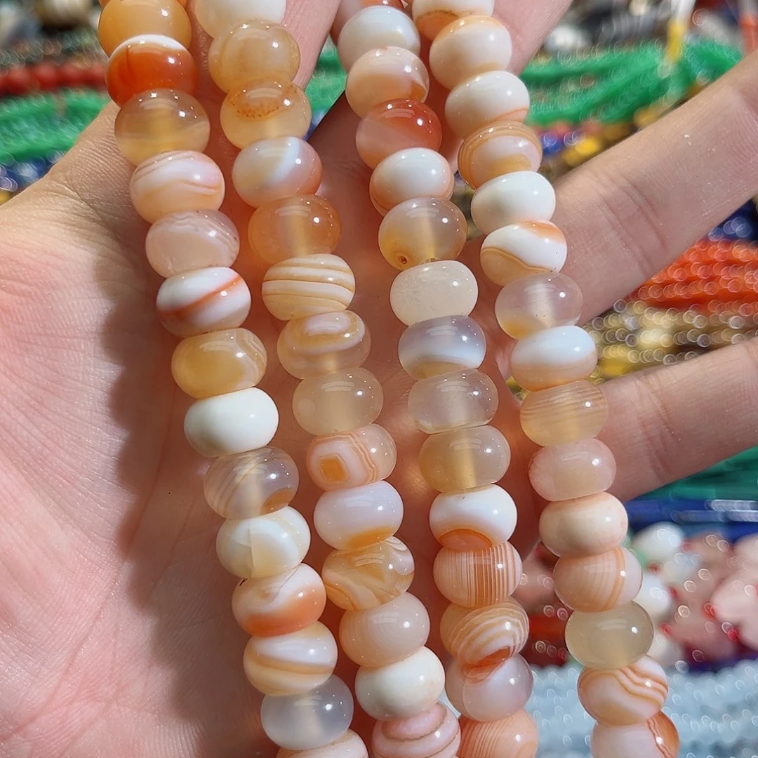 玛瑙/玉髓未镶嵌珠宝半成品盐源玛瑙算盘一条12mm