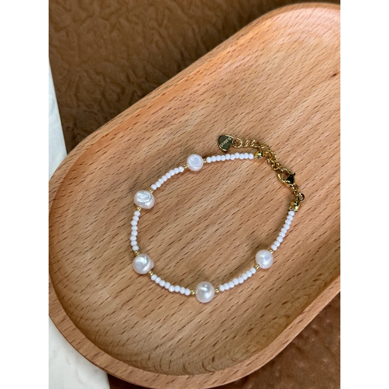 钛钢亚克力手链 钛钢手链 LARVINA纯手工白色串珠手链