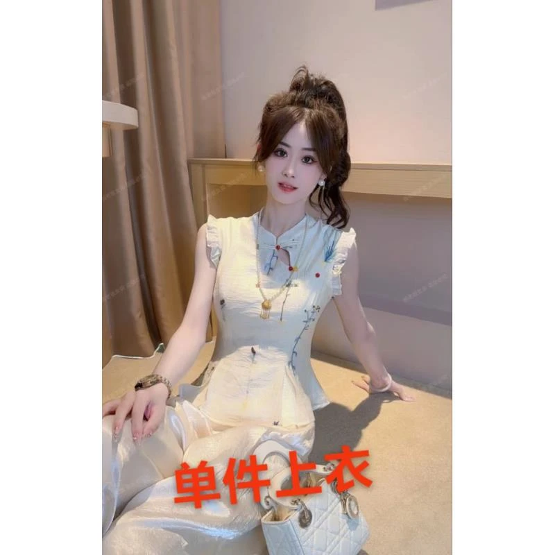 Si【青出于蓝】国风女装高级感轻奢千金清冷感贵系衣服小众无袖T