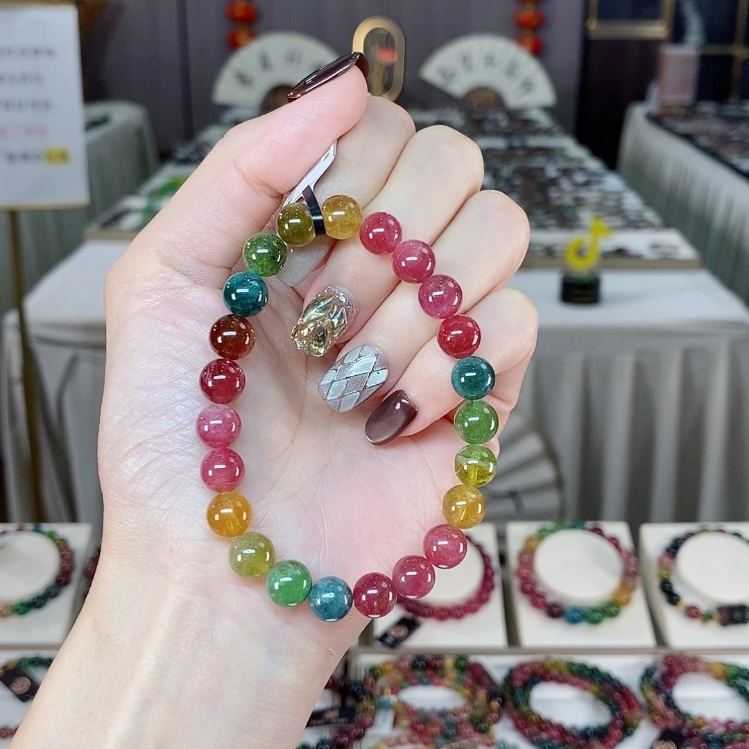 碧玺老矿碧玺收藏彩虹色标8+未镶嵌