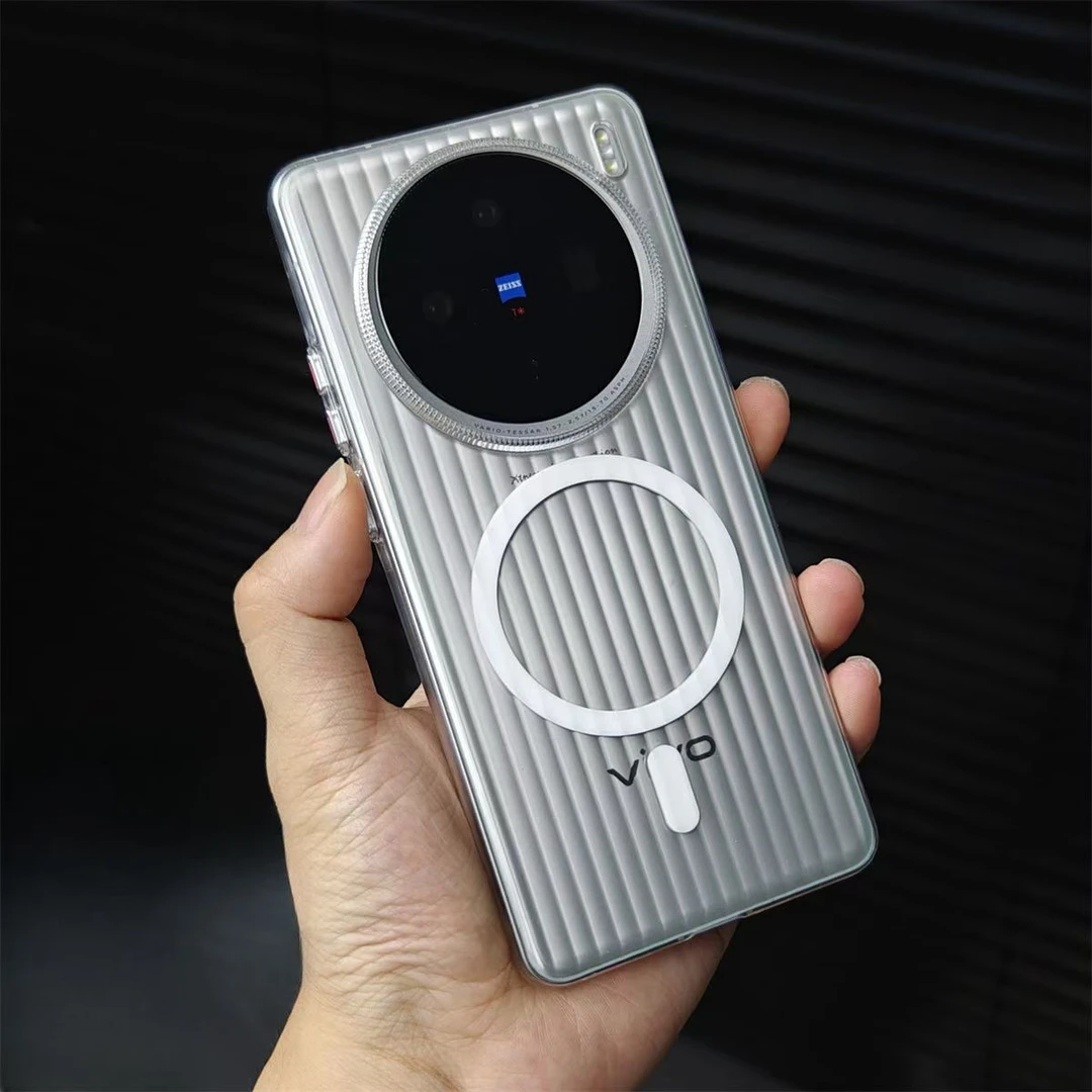 透明简约适用vivoX100sPro磁吸瓦楞手机壳x100ultra超薄x200s硬壳