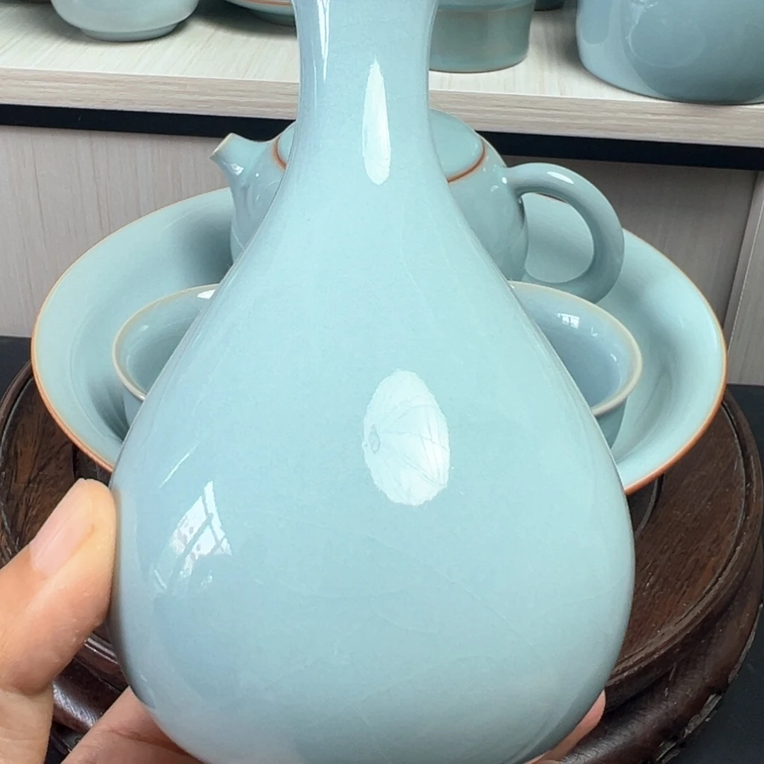 天青色玉壶春摆件汝瓷