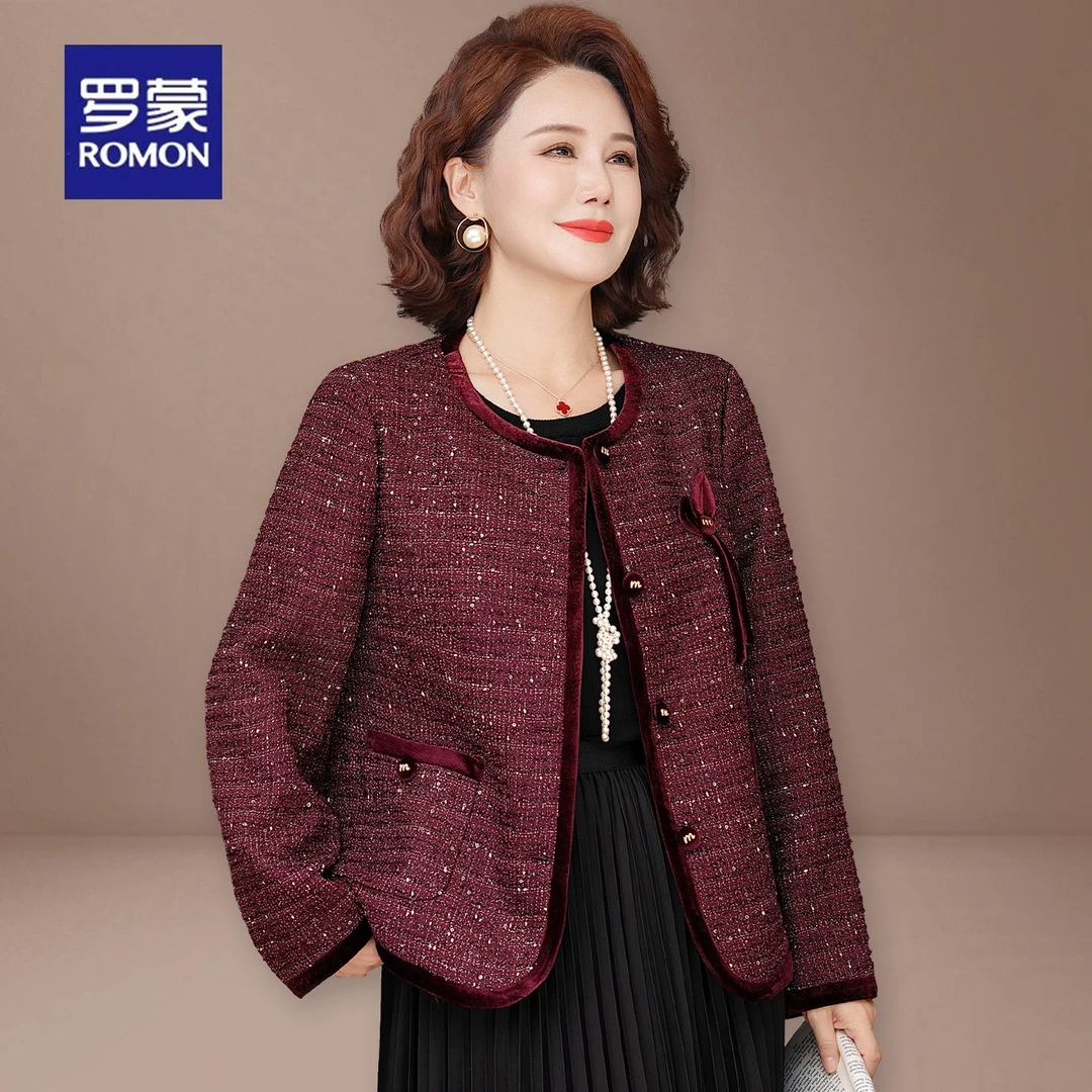 罗蒙妈妈装秋装小香风外套新款洋气中老年女士春秋短款贵夫人夹克