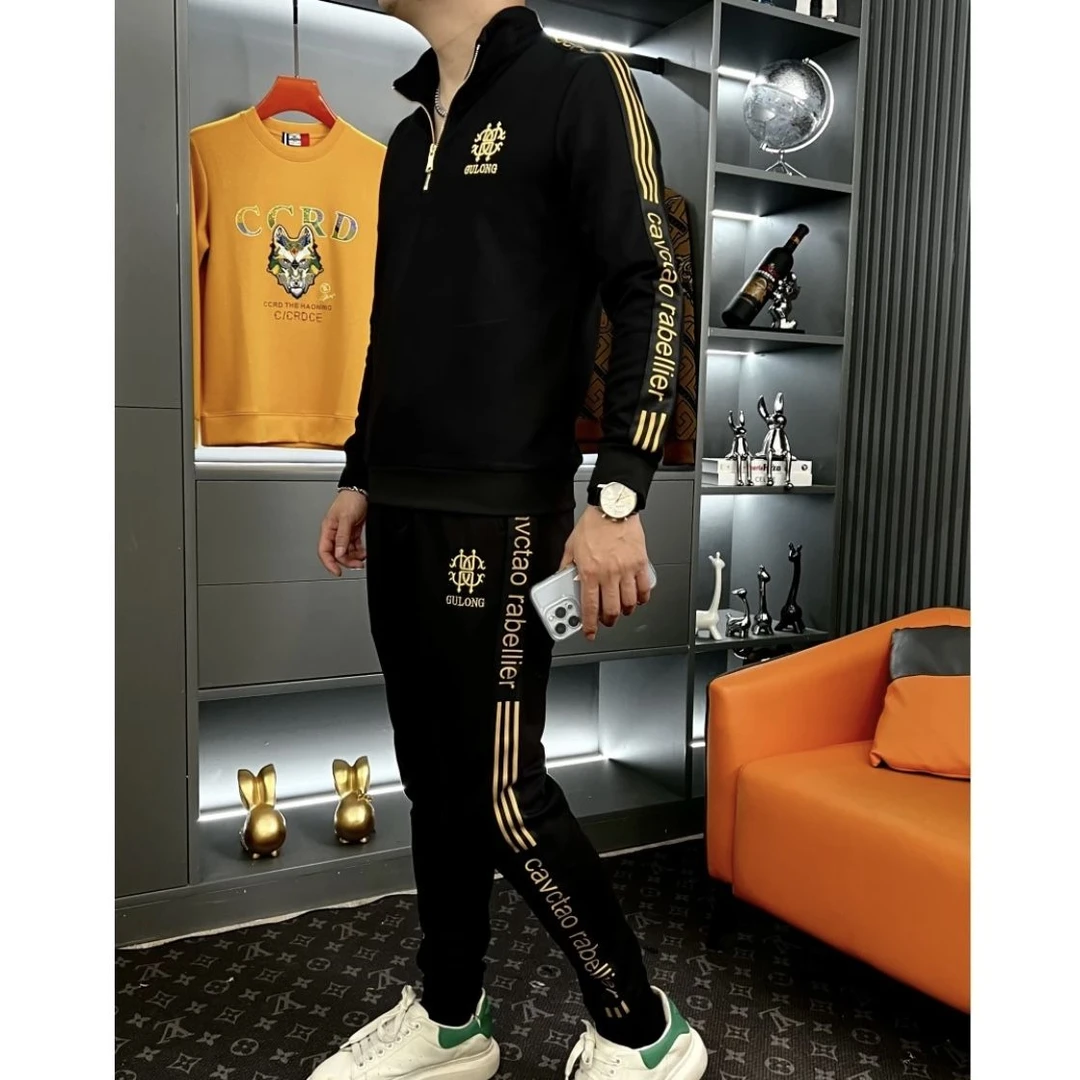 2025秋季新款男士休闲运动套装个性帅气时尚百搭长袖长裤两件套