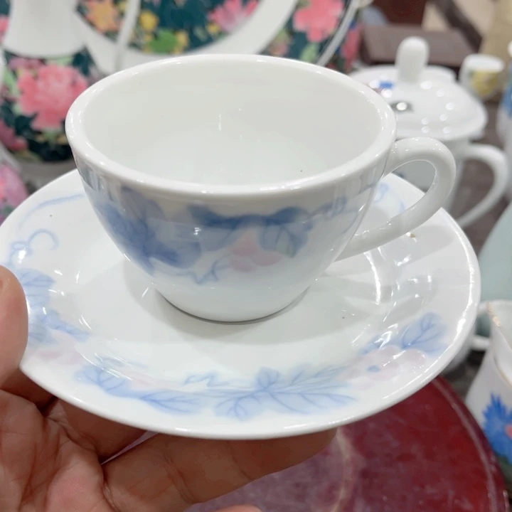 碟釉下五彩的瓷器和瓷器