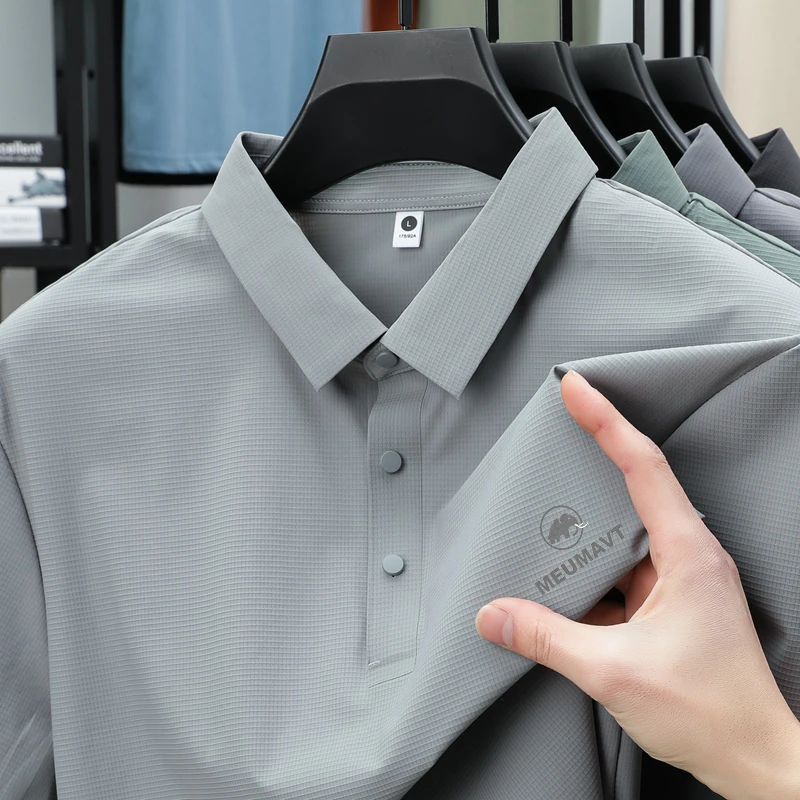 MEUMAVT猛犸弹性象男士纯色翻领夏季休闲商务短袖无痕速干Polo衫