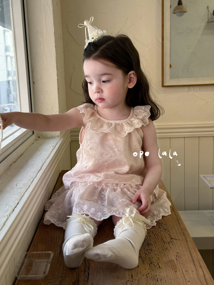 opolala2025夏款蕾丝花布套装198115女童甜美可爱