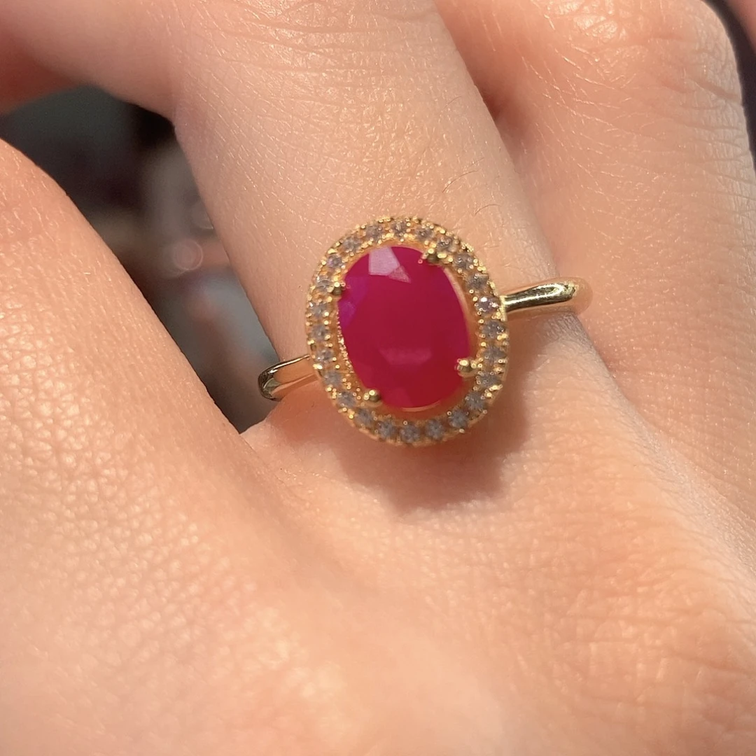 红宝石戒指银S925镶嵌木**儿