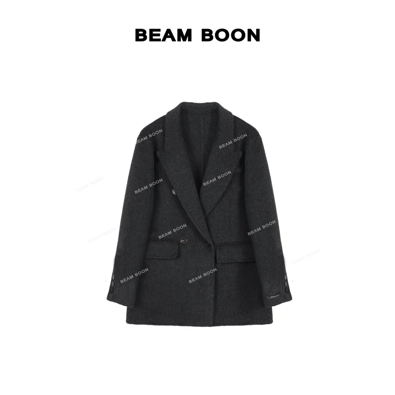 Beam Boon|【高光女主】高支高密100%澳毛双排扣立裁毛呢西装外套