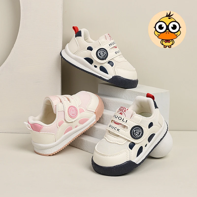 活力小黄鸭2025春季新款学步鞋密网男女童软底耐磨防滑机能休闲鞋
